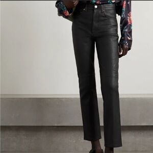 Re/done-Black Leather 70’s Straight Pants